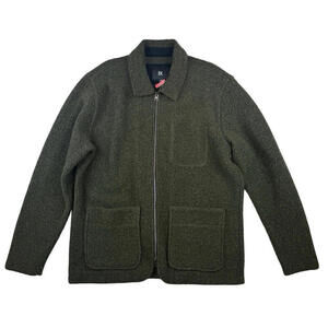 Banana Republic Men's Sherpa Chore Coat Wool Blend Olive Green Size L Tall